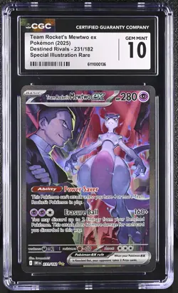 TEAM ROCKET'S MEWTWO EX Destined Rivals Special Illustration #231 CGC 10 Pokemon - Image 1