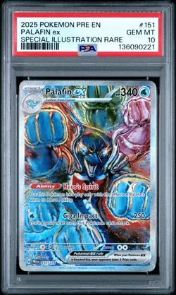 2025 POKEMON PRISMATIC EVOLUTIONS SPECIAL ILLUSTRATION RARE PALAFIN EX PSA 10 - Image 1