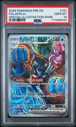 2025 POKEMON PRISMATIC EVOLUTIONS SPECIAL ILLUSTRATION RARE PALAFIN EX PSA 10 - Image 1
