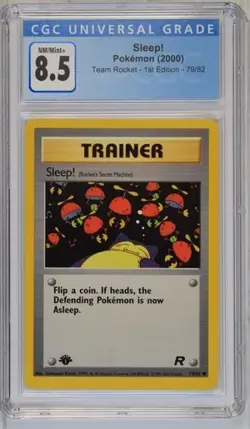 CGC 8.5 Sleep! Trainer 1st Edition Team Rocket 79/82 Pokemon 2000 NM-MINT+ - Image 1