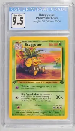 CGC 9.5 GEM MINT 10 Exeggutor 1st Edition Jungle 35/64 Pokemon 1999 Non-Holo - Image 1