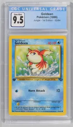 CGC 9.5 GEM MINT 10 Goldeen 1st Edition Jungle 53/64 Pokemon 1999 Non-Holo - Image 1