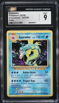 2016 Pokemon XY Evolutions Holo Gyarados #34 CGC 9 MINT - Image 1