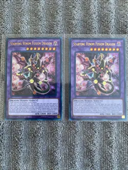 Yugioh Starving Venom Fusion Dragon LEDD-ENC25 Ultra Rare 1st Ed NM x2 - Image 1