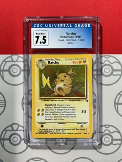CGC 7.5 NM-MINT+ Raichu 14/102 Base Set HOLO RARE Pokemon Card PSA 7052 - Image 1