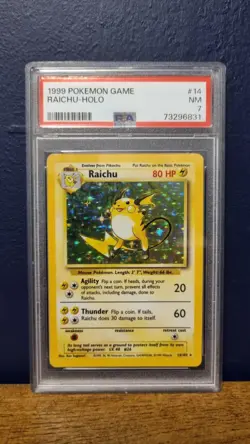 PSA 7 NM Raichu 14/102 Base Set Pokemon Card WOTC Vintage Rare Holo 1999 - Image 1