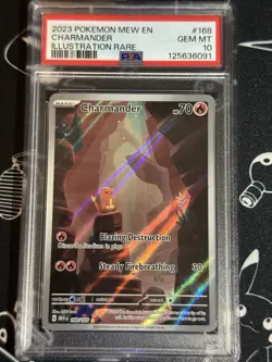 Charmander Illustration Rare 168/165 Pokemon 2023 MEW EN S&V 151 IR PSA 10 Card - Image 1