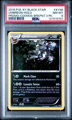 2016 POKEMON XY BLACK STAR PROMO COSMOS-BREAKPOINT 3 PACK UMBREON-HOLO PSA 8 - Image 1