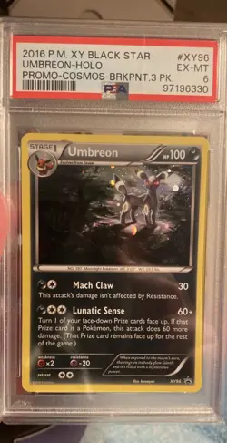 2016 POKEMON XY BLACK STAR PROMO COSMOS-BREAKPOINT 3 PACK UMBREON-HOLO PSA 6 - Image 2