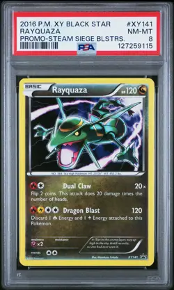 2016 POKEMON XY BLACK STAR PROMO STEAM SIEGE BLISTERS #XY141 RAYQUAZA PSA 8 - Image 1