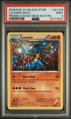 2016 POKEMON XY BLACK STAR PROMO STEAM SIEGE BLISTERS #XY140 LUCARIO-HOLO PSA 9 - Image 1