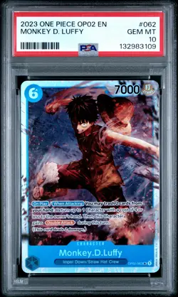 2023 ONE PIECE OP02-PARAMOUNT WAR #062 MONKEY D. LUFFY PSA 10 - Image 1
