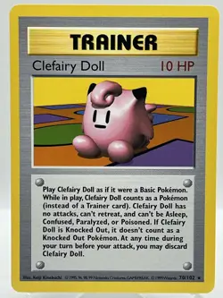 Clefairy Doll 70/102 Base Set Shadowless Non Holo Rare Vintage Pokemon TCG Card - Image 1