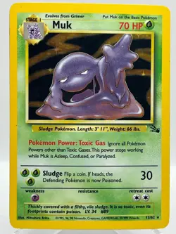 Muk 13/62 Fossil Unlimited Holo Rare 1999 Vintage Pokemon TCG Card - Image 1