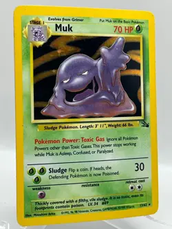 Muk 13/62 Fossil Unlimited Holo Rare 1999 Vintage Pokemon TCG Card - Image 2