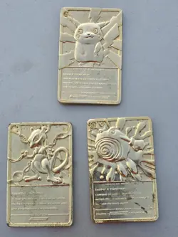 Lot of 3 Vintage 1999 Nintendo 23K Gold Plated Pokemon Trading Cards Pikachu - Image 2