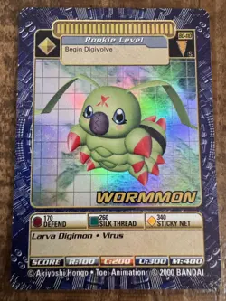 BO-110 S Wormmon Digimon 2000 Bandai TCG Holo Foil Card LP - Image 1