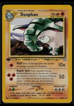 Donphan 21/111 1st Edition Neo Genesis Vintage WOTC Pokemon TCG LP - Image 1