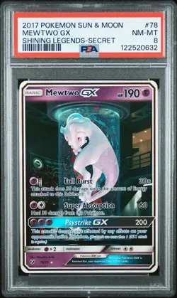 Pokemon TCG Mewtwo GX 39/73 Shining Legends Holo Ultra Rare 2017 PSA 8 - Image 1
