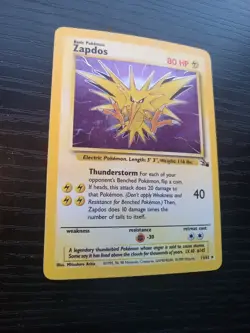Zapdos 30/62 Fossil Unlimited Holo Rare Vintage Pokemon TCG LP Free Ship!! - Image 2