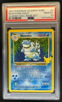 2021 Pokemon SWSH Celebrations Blastoise Classic Collection #2/102 PSA 10 - Image 1
