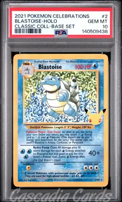 PSA 10 Blastoise 2/102 Celebrations Classic Collection Pokemon - Image 1