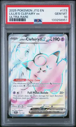 2025 Pokemon Jtg En-Journey Together #173 Lillie'S Clefairy Ex Ultra Rare PSA 10 - Image 1