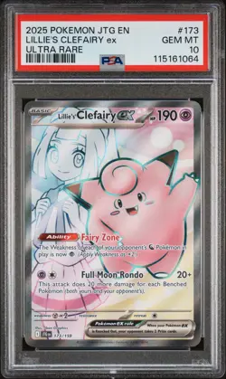 2025 POKEMON JTG EN-JOURNEY TOGETHER ULTRA RARE #173 LILLIE'S CLEFAIRY EX PSA 10 - Image 1