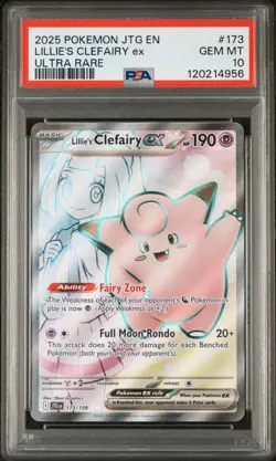 2025 POKEMON JTG EN-JOURNEY TOGETHER ULTRA RARE #173 LILLIE'S CLEFAIRY EX PSA 10 - Image 1