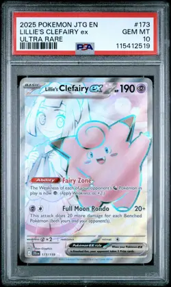 2025 POKEMON JTG EN-JOURNEY TOGETHER ULTRA RARE #173 LILLIE'S CLEFAIRY EX PSA 10 - Image 1