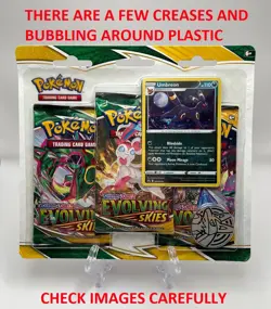 (402898) Pokemon Sword & Shield Evolving Skies Booster 3-Pack Blister - Sealed - Image 2