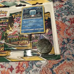POKEMON SWORD SHIELD EVOLVING SKIES 3-PACK Blister BOOSTER EISCUE PROMO SEALED ; - Image 4