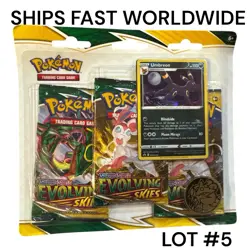 Pokemon Sword & Shield Evolving Skies 3 Pack Blister Factory Sealed Umbreon Holo 820650808814 - Image 1