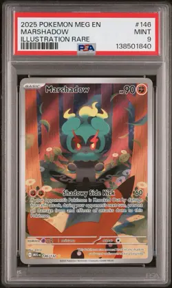 Pokemon TCG Marshadow Mega Evolution Illustration Rare Card 146/132 PSA 9 - Image 1