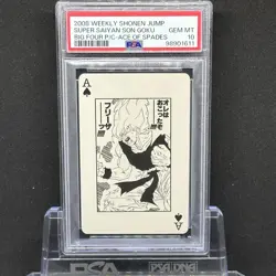 PSA 10 Weekly Shonen Jump 40th Big Four Trump Super Saiyan Son Goku Playing Card - Image 1