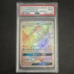 Pokemon Gyarados GX Secret Rare Full Art Holo 112/111 Crimson Invasion PSA 9 - Image 1