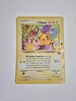 Birthday Pikachu 24 Holo Black Star Celebrations Promo Pokemon Card NM - Mint - Image 1