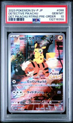 2023 POKEMON JPN SV-P PROMO #098 DETECTIVE PIKACHU PSA 10 - Image 1