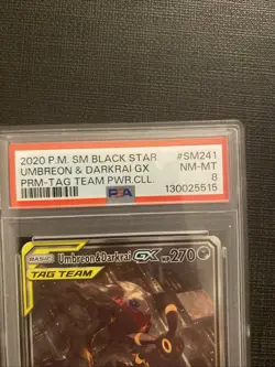 Pokemon TCG Umbreon & Darkrai GX Tag Team Powers Coll Full Art Promo SM241 PSA 8 - Image 2