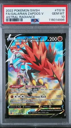 PSA 10 2022 POKEMON SWORD & SHIELD ASTRAL RADIANCE FA GALARIAN ZAPDOS V TG19 - Image 3