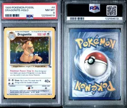 Pokemon Dragonite 4/62 Holo Rare Unlimited Fossil PSA 8 NM-MT - Image 3