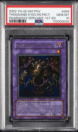 2002 YU-GI-OH! PSV-PHARAOH'S SERVANT 1ST ED #084 THOUSAND-EYES RESTRICT PSA 10 - Image 1