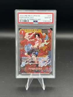 2024 One Piece OP08 EN Portgas D. Ace Special Alternate Art PSA 10 - Image 1
