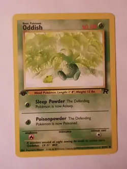 Pokemon Card Team Rocket 1st Edition Regular Finish Oddish 63/82 - Image 1