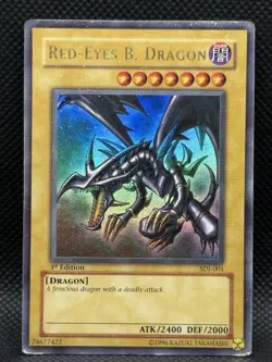 Yugioh - Red Eyes B Dragon SDJ-001 Ultra Rare 1st Edition Original Vintage Black - Image 1