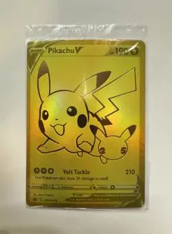 Pokemon Card Pikachu V #SWSH145 Celebrations 25th Anniversary Promo Gold Sealed! - Image 1