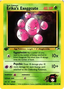 Pokemon TCG Gym Heroes 1st Edition Erika’s Exeggcute 77/132 VLP - Image 1