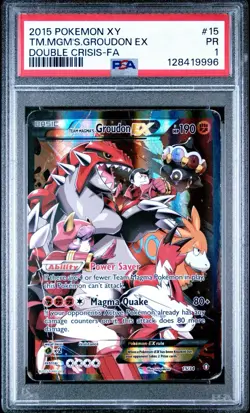 2015 POKEMON XY DOUBLE CRISIS #15 FULL ART/TEAM MAGMA'S GROUDON EX PSA 1 💎💎 - Image 1