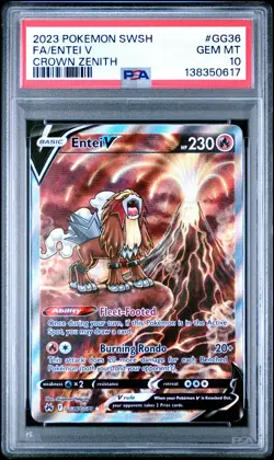 2023 POKEMON SWORD & SHIELD CROWN ZENITH #GG36 FULL ART/ENTEI V PSA 10 - Image 1