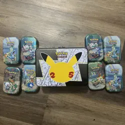 Pokemon Celebrations 25th Anniversary Collector's Chest Lunchbox & Tins Empty - Image 1